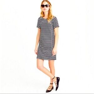 J Crew Black White Stripe Short Sleeve Dress
